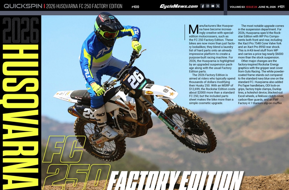 Cycle News 2026 Husqvarna FC 250 Factory Edition Review Cycle News 2026 Husqvarna FC 250 Factory Edition Review