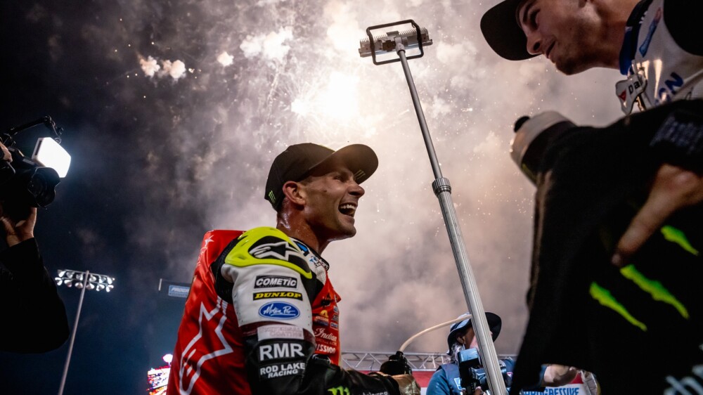 Jared Mees celebrates 10th Grand National Championship