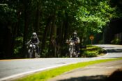Motorcycle riders on scenic road