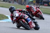 Ben Young (1) leads David MacKay (82) at 2026 CSBK Grand Bend