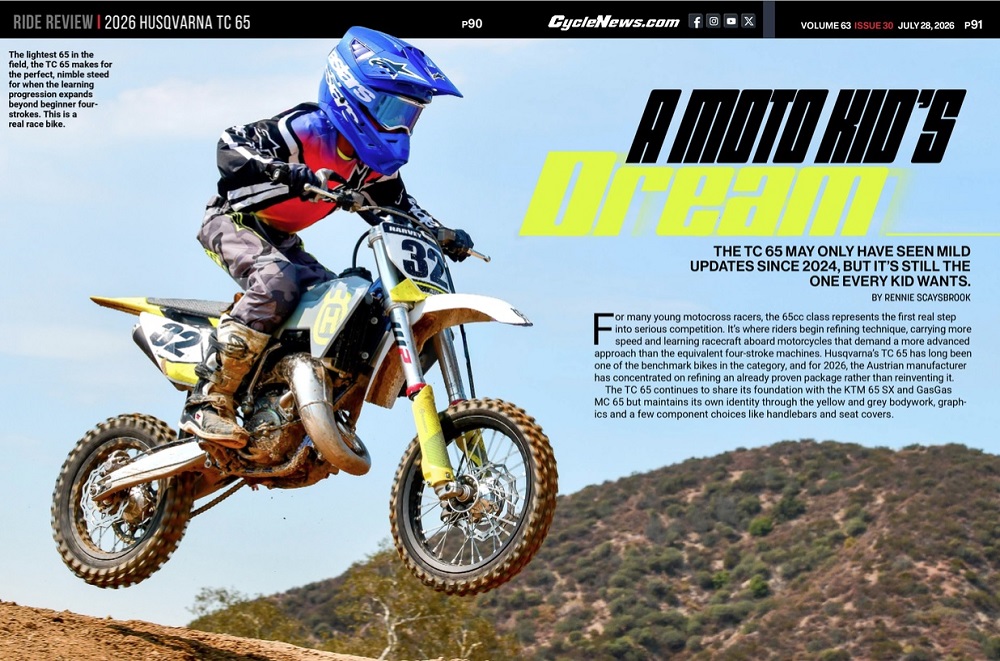 Cycle News Magazine 2026-Husqvarna-TC-65-Review