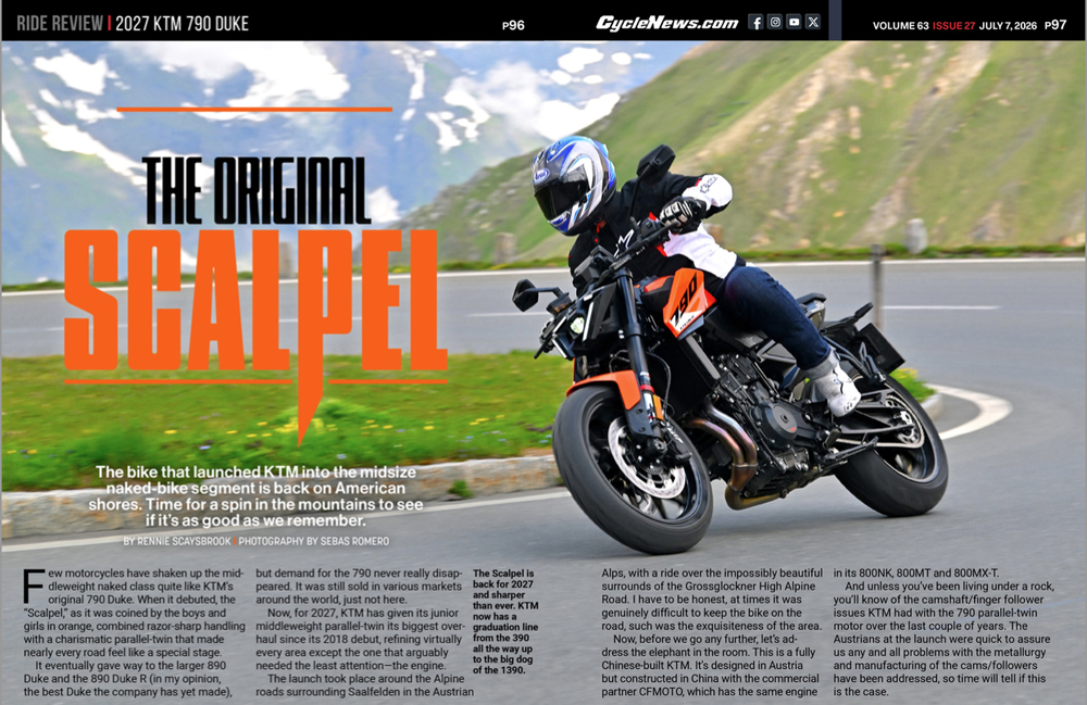 Cycle News Magazine 2027 KTM 790 Duke Review
