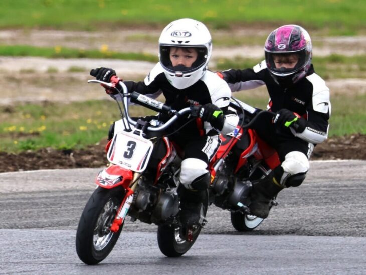 Stock 50 riders Crosby Byberg (#3) and Fatih Cabuloglu. Photo courtesy of MiniSBK