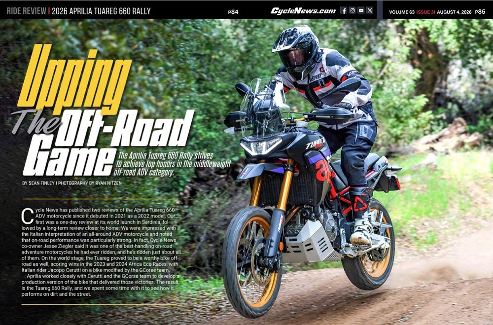 Cycle News Magazine 2026 Aprilia Tuareg 660 Rally review Cycle News Magazine 2026 Aprilia Tuareg 660 Rally review