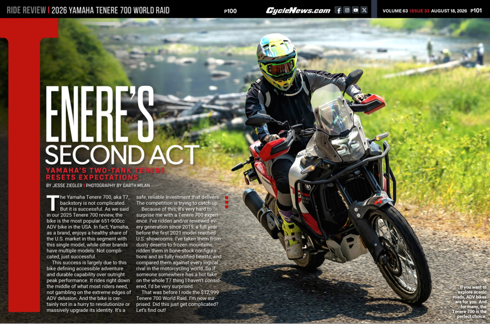 Cycle News Magazine 2026 Yamaha Tenere 700 World Raid Review Cycle News Magazine 2026 Yamaha Tenere 700 World Raid Review