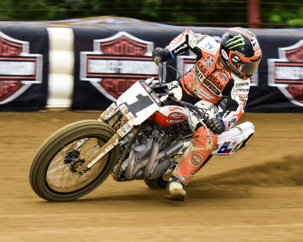 Jared Mees at Indy Mile in 2015 on Harley-Davidson XR750. Photo by Dave Haughs - Courtesy of AMA Pro Racing