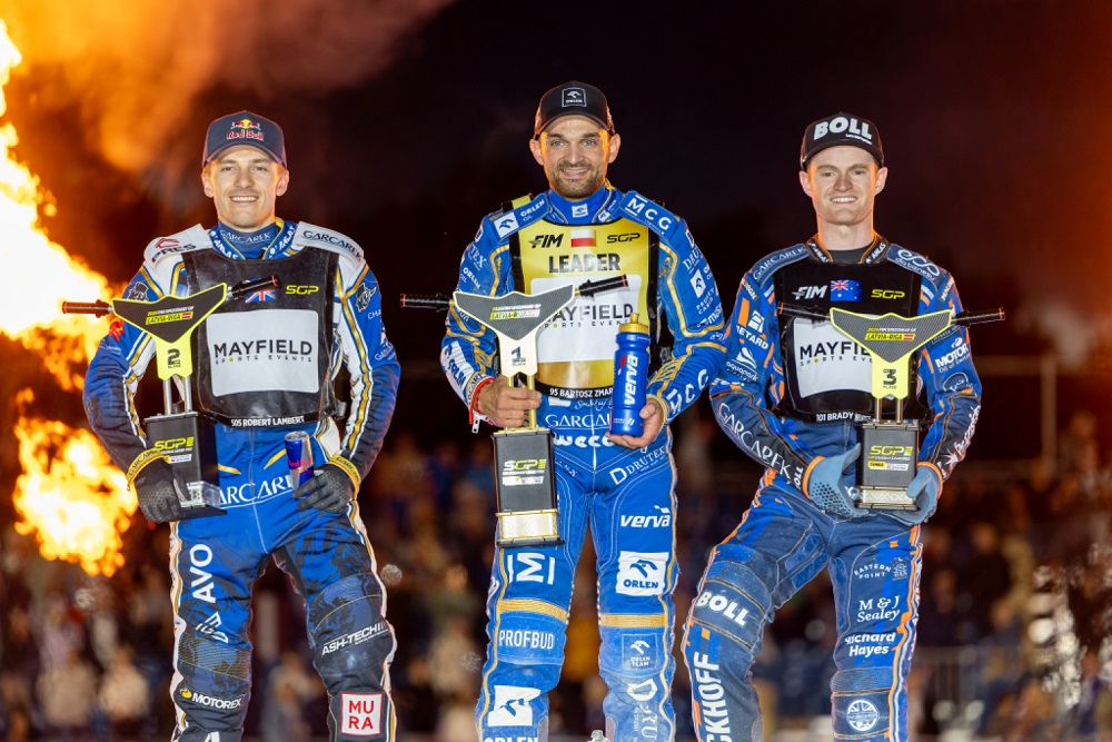 SpeedwayGP of Latvia Podium Lambert Zmarzlik Kurtz