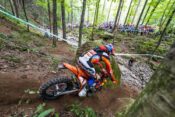 Trystan Hart wearing USWE hydration pack