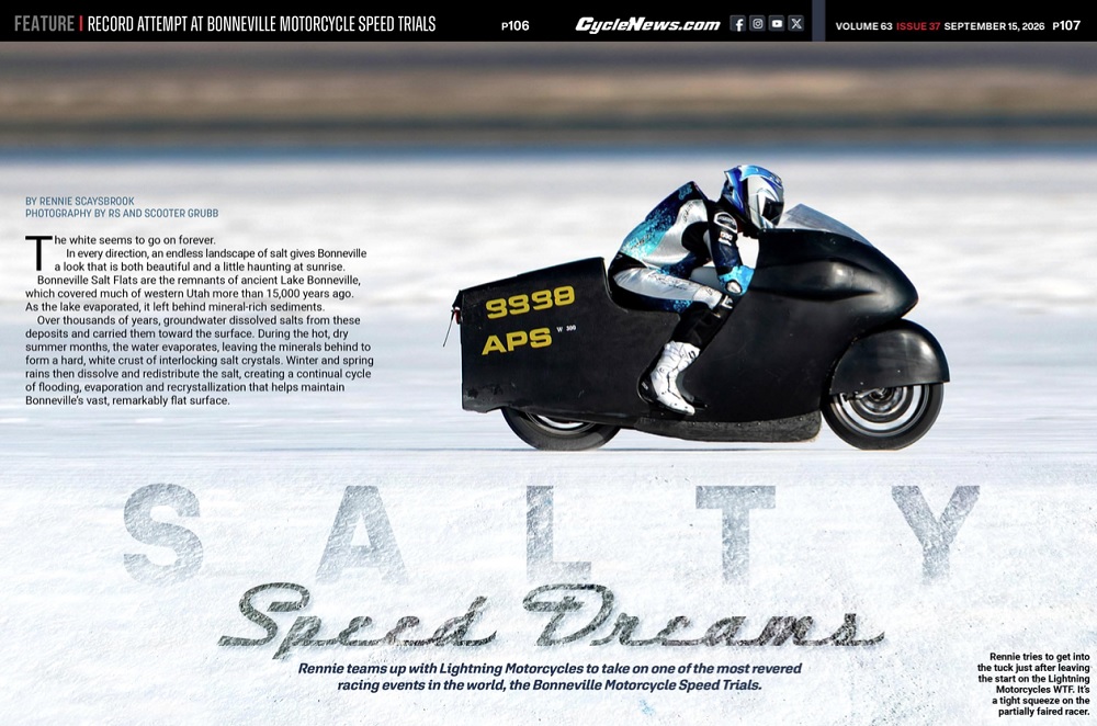 Cycle News Magazine Salty Speed Dreams Record Attempt at Bonneville Motorcycle Speed Trials