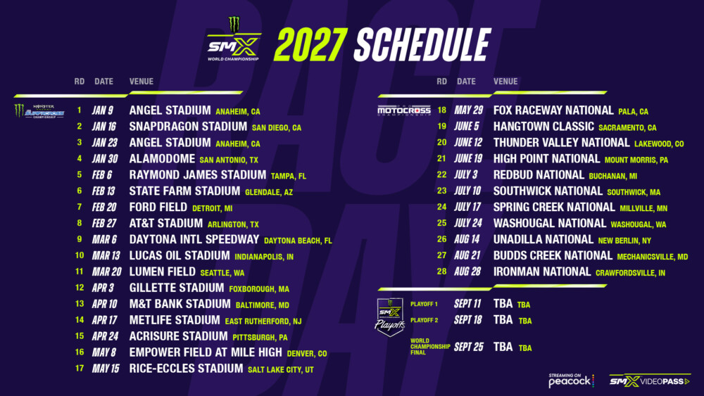 2027 SMX World Championship Calendar