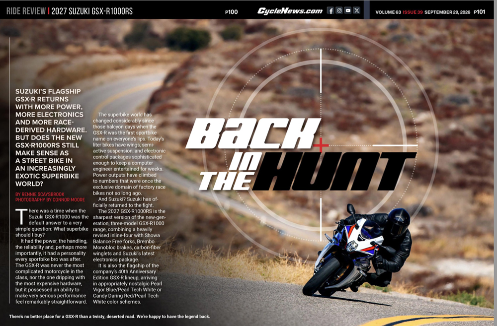 Cycle News Magazine 2027 Suzuki GSX-R1000RS Review Cycle News Magazine 2027 Suzuki GSX-R1000RS Review
