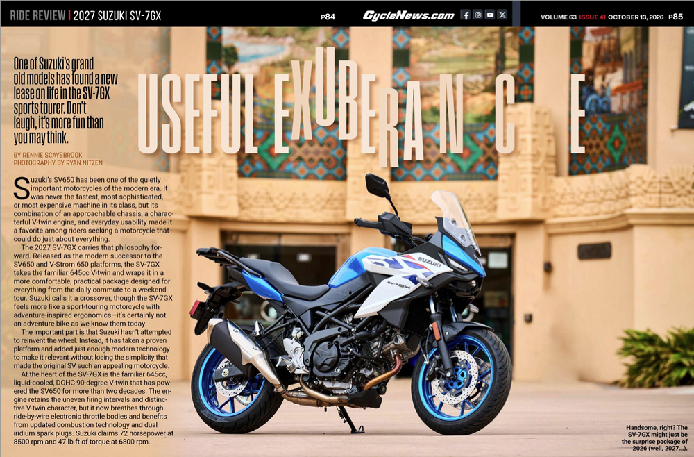 Cycle News Magazine 2027 Suzuki SV-7GX Review Cycle News Magazine 2027 Suzuki SV-7GX Review
